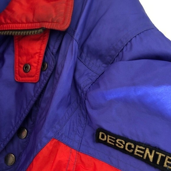 DESCENTE 2 Piece Ski Suit Blue Red snowboarding WinterWomens Size Medium VINTAGE - Picture 6 of 11